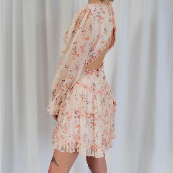 Long Sleeve Floral Mini Dress with Ruffle Detail - Picture 7 of 8